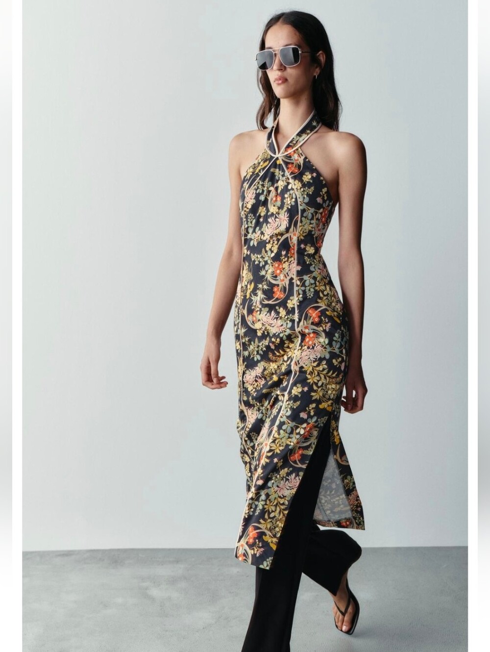 ZARA PRINTED HALTER DRESS